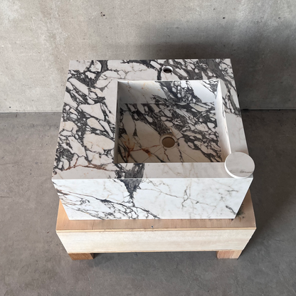 Engineered Porcelain Sink Gold - Handcrafted Calacatta Marble