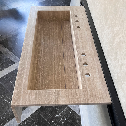 Travertine Natural Stone Handcrafted Bathroom Sink - Artisan