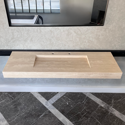 Travertine Natural Stone Handcrafted Bathroom Vanity Sink - Custom One of a Kind