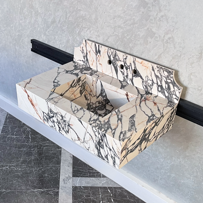 Gold Engineered Porcelain Sink Materia Corchia Handcrafted Marble Premium Design