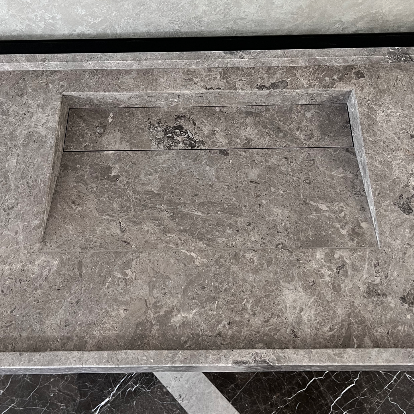 Tundra Grey Marble Sink - Handcrafted Custom Luxury Bathroom