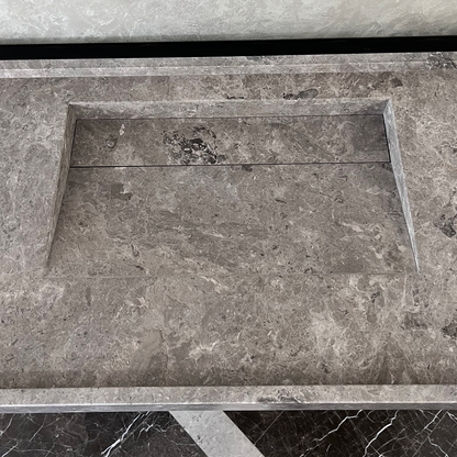 Tundra Grey Marble Sink - Handcrafted Custom Luxury Bathroom