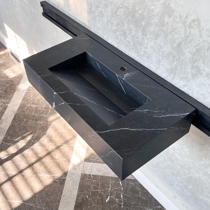Nero Marquina Handcrafted Matte Black Engineered Stone Kitchen Sink
