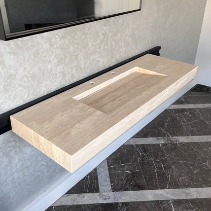 Travertine Natural Stone Handcrafted Bathroom Vanity Sink - Custom One of a Kind