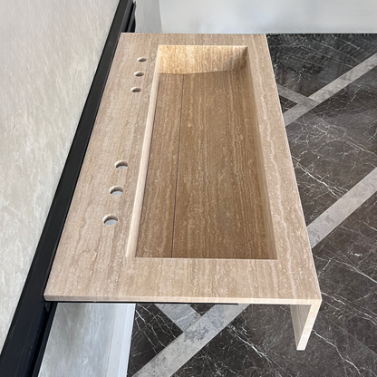 Travertine Natural Stone Handcrafted Bathroom Sink - Artisan