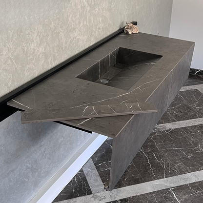 Engineered Stone Kitchen Sink Infinity Pietra Grey Handcrafted