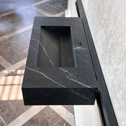 Nero Marquina Handcrafted Matte Black Engineered Stone Kitchen Sink