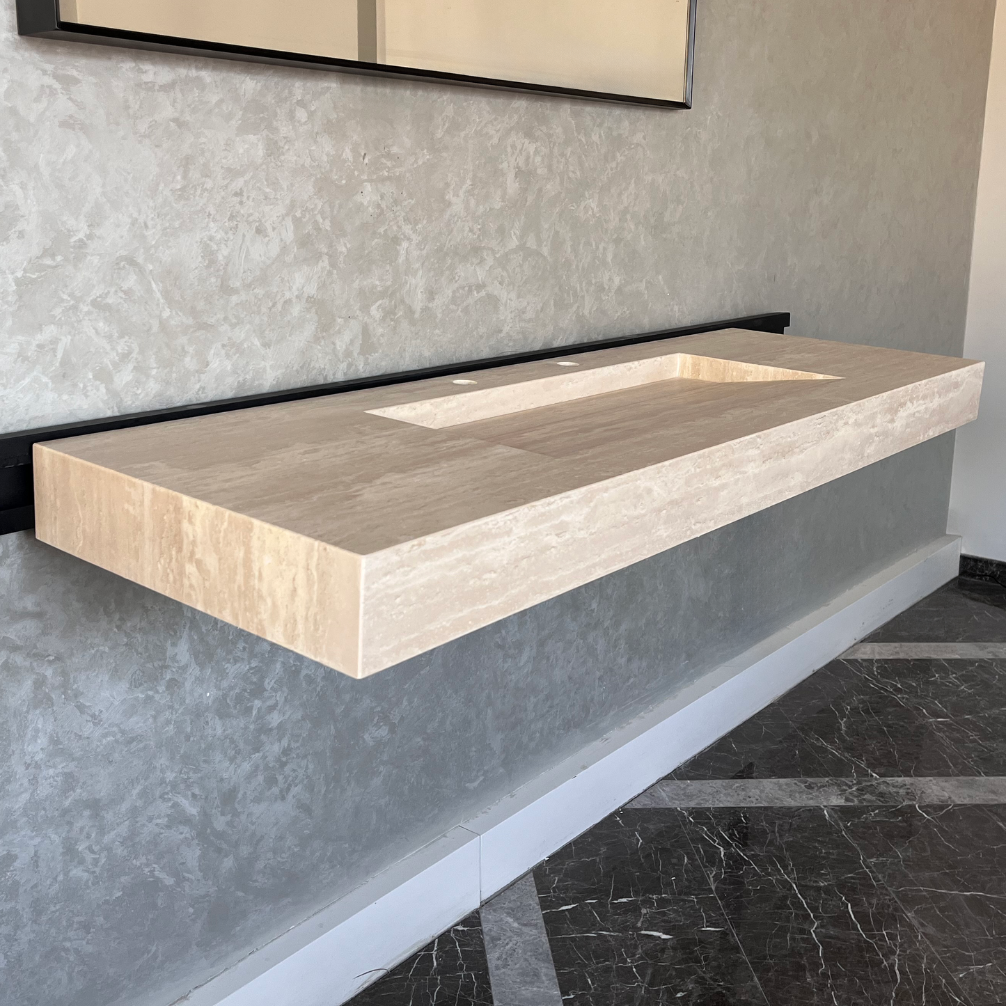 Travertine Natural Stone Handcrafted Bathroom Vanity Sink - Custom One of a Kind