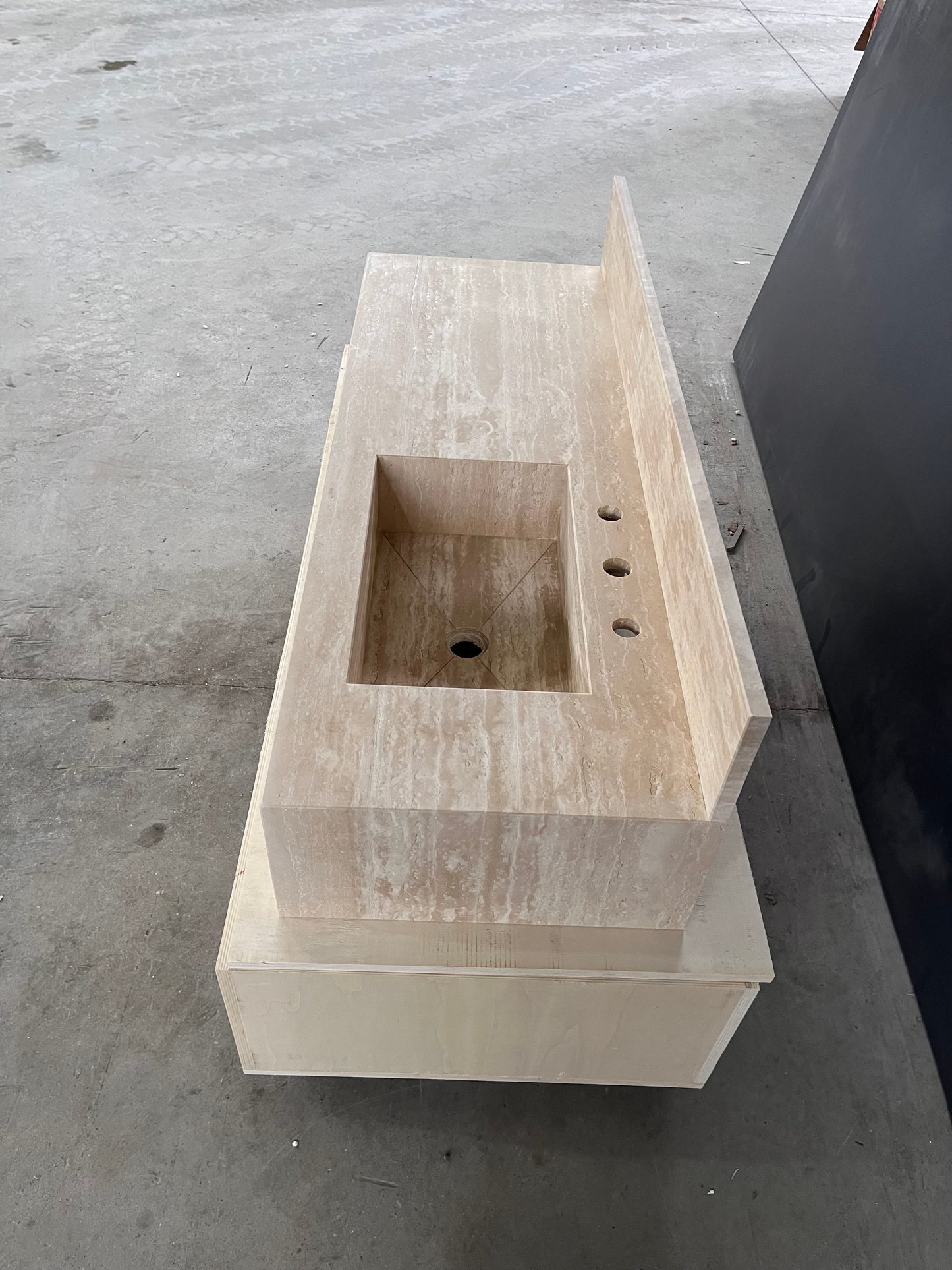 Handcrafted Beige Travertine Natural Stone Sink - Custom Artisan