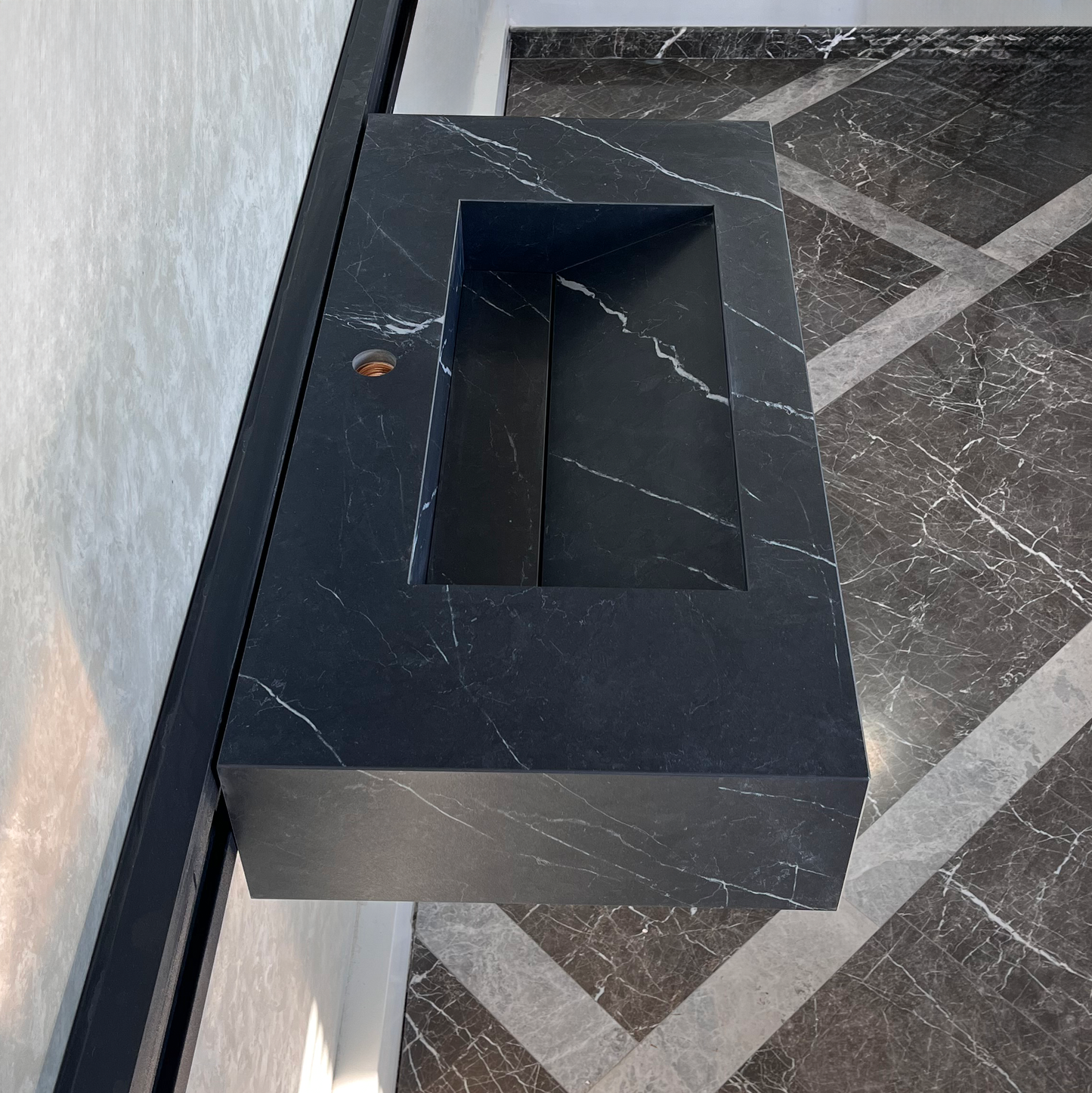 Nero Marquina Handcrafted Matte Black Engineered Stone Kitchen Sink