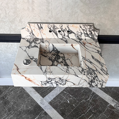 Gold Engineered Porcelain Sink Materia Corchia Handcrafted Marble Premium Design