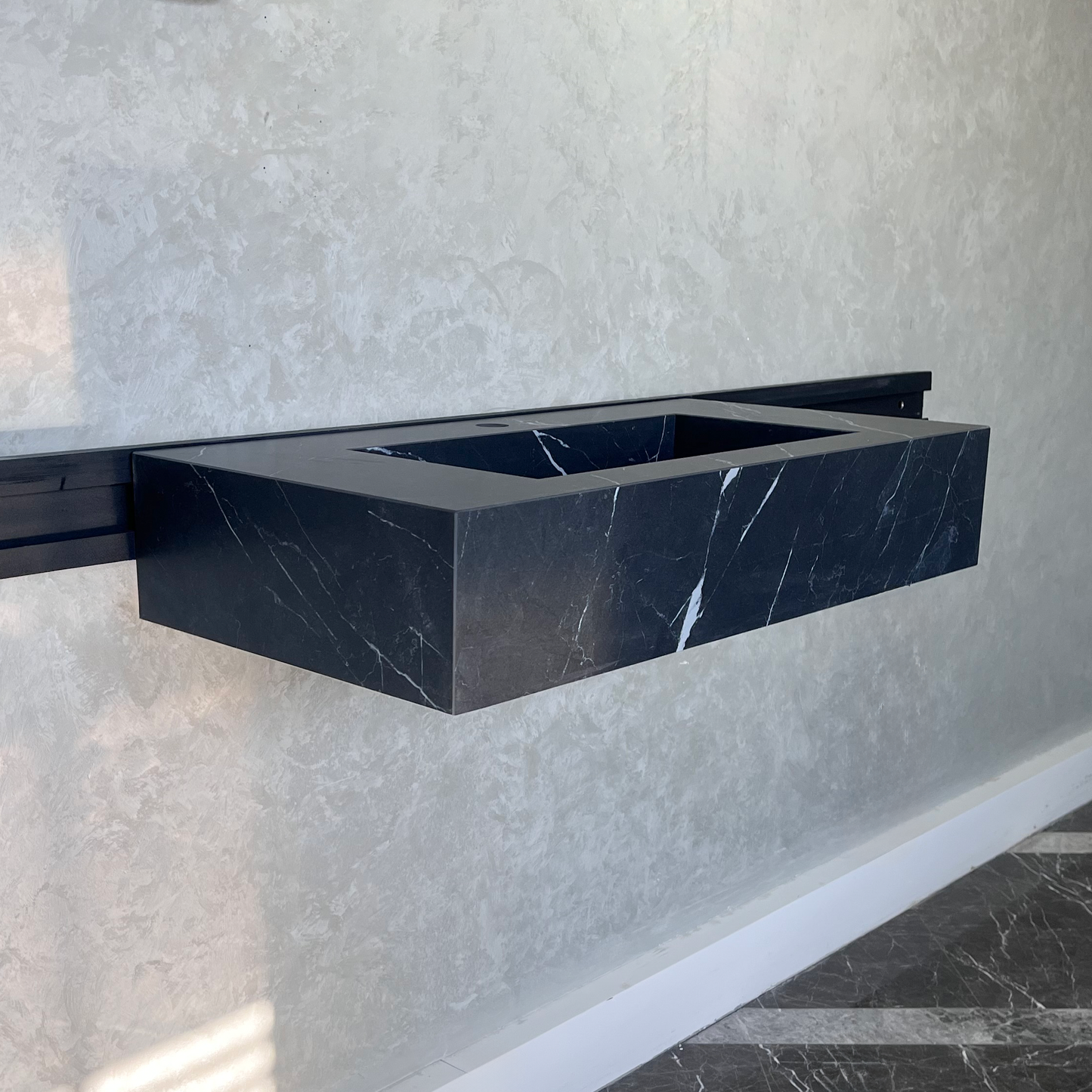 Nero Marquina Handcrafted Matte Black Engineered Stone Kitchen Sink