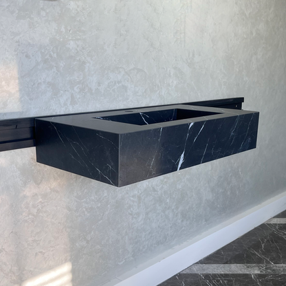 Nero Marquina Handcrafted Matte Black Engineered Stone Kitchen Sink