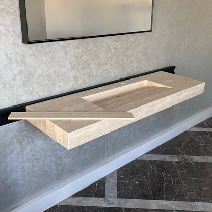 Travertine Natural Stone Handcrafted Bathroom Vanity Sink - Custom One of a Kind