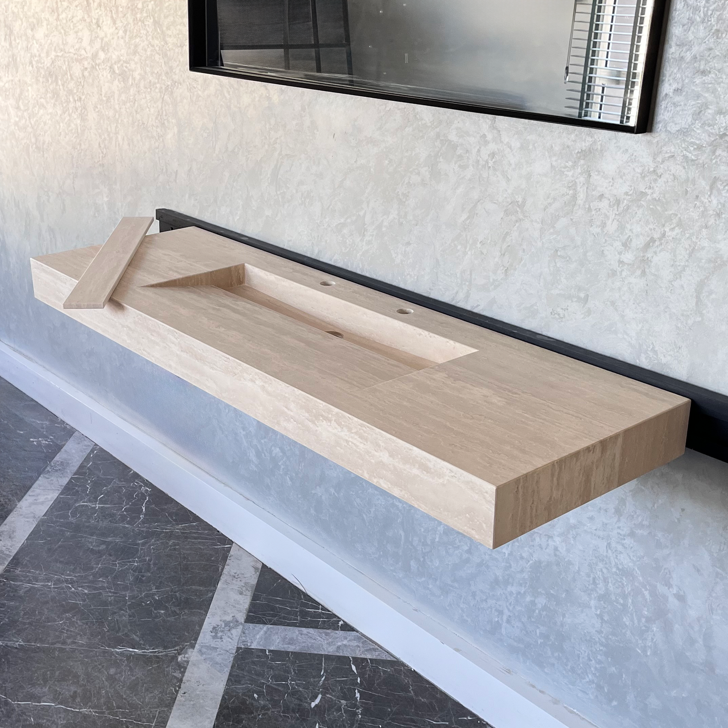 Travertine Natural Stone Handcrafted Bathroom Vanity Sink - Custom One of a Kind