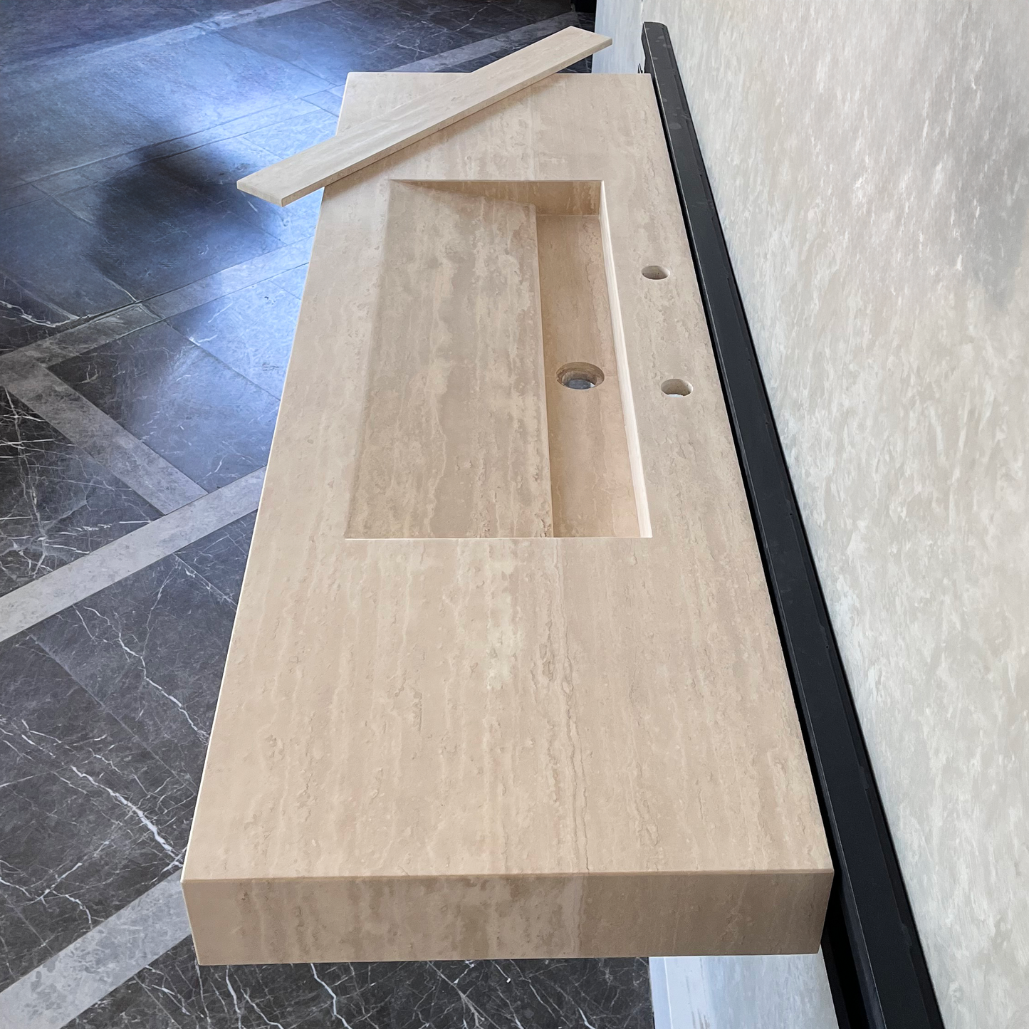 Travertine Natural Stone Handcrafted Bathroom Vanity Sink - Custom One of a Kind