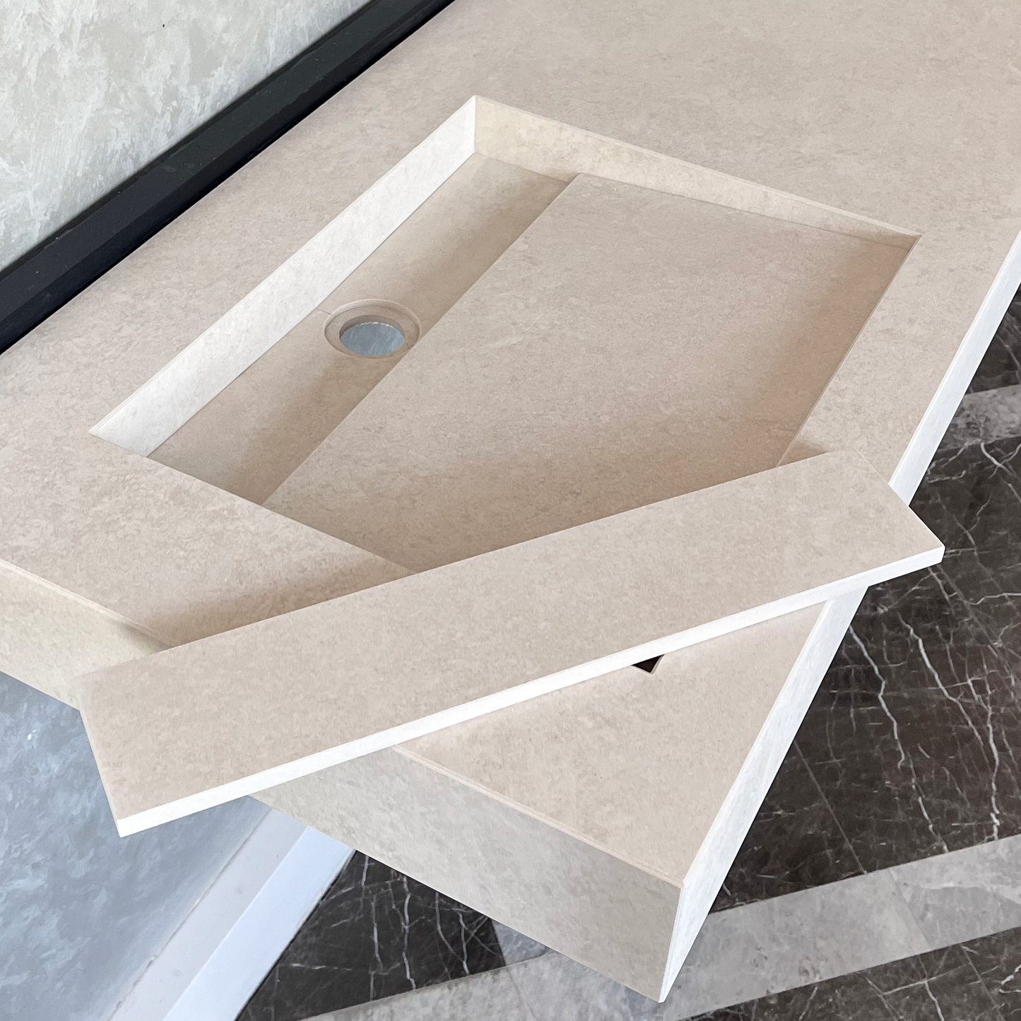Handcrafted High Performance Engineered Porcelain Bathroom Sink Chianca Di Ostuni