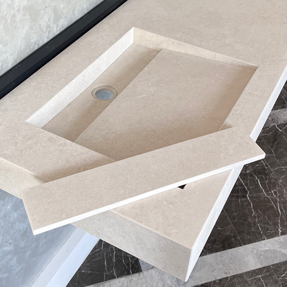 Handcrafted High Performance Engineered Porcelain Bathroom Sink Chianca Di Ostuni