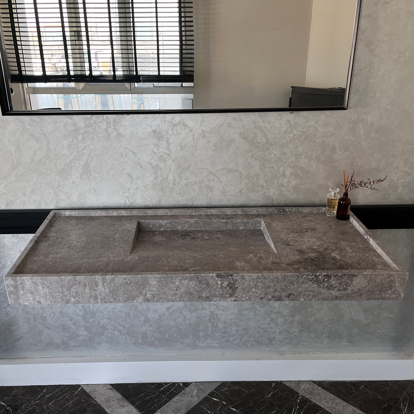 Tundra Grey Marble Sink - Handcrafted Custom Luxury Bathroom