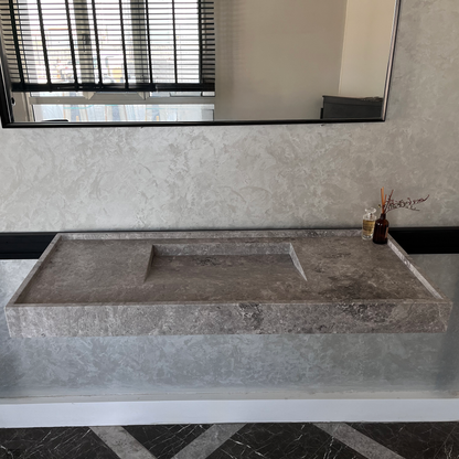 Tundra Grey Marble Sink - Handcrafted Custom Luxury Bathroom