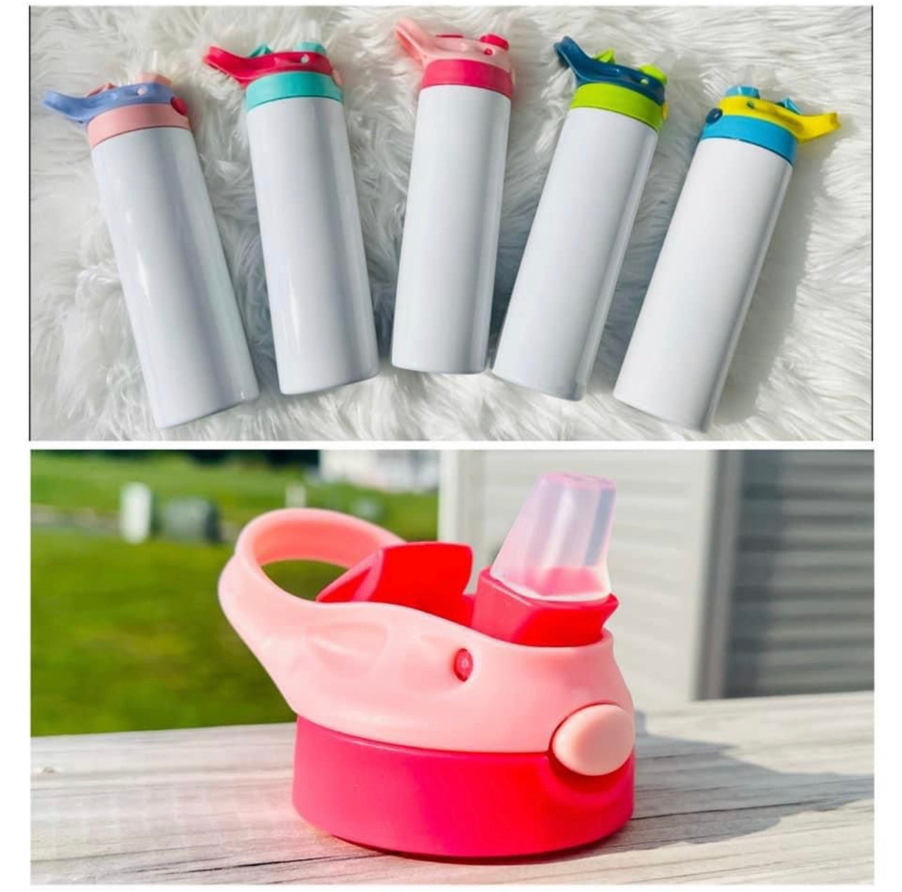 20oz Blank Sublimation Sippy Cup for Children White Straight Stainless Kids Drinking Tumbler Sport Water Bottles with Handle