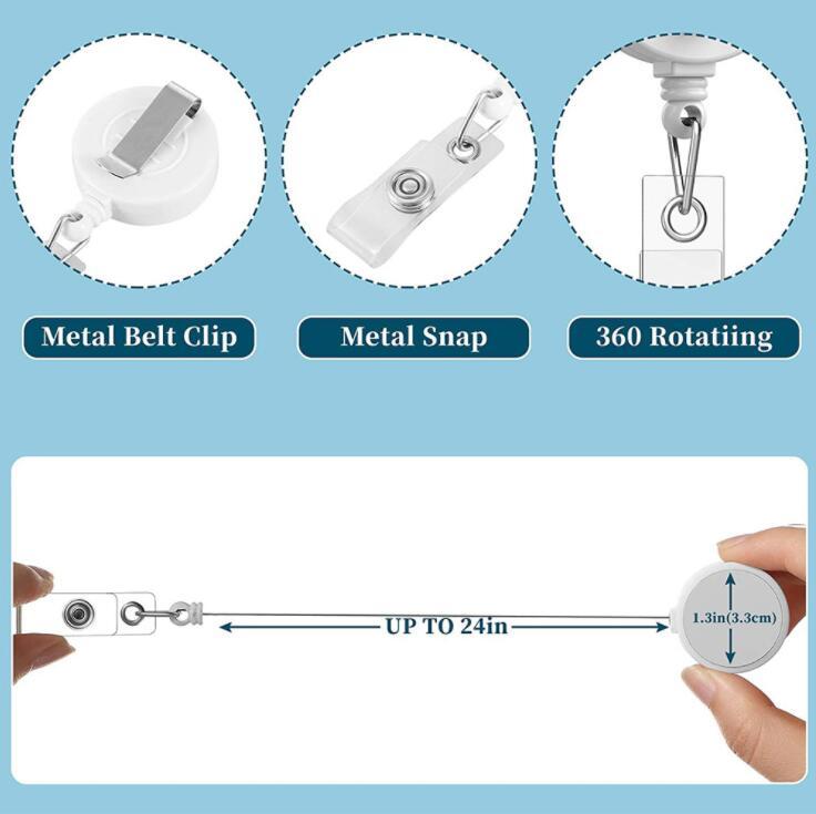 sublimation 32mm White or Black Blank retractable reel badge Holder Nurse, Doctor, MD, RN