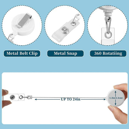 sublimation 32mm White or Black Blank retractable reel badge Holder Nurse, Doctor, MD, RN