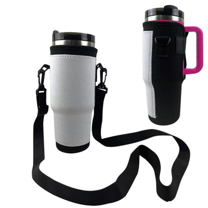 Sublimation Blank Neoprene 40oz tumbler tote pouch holder with adjustable strap