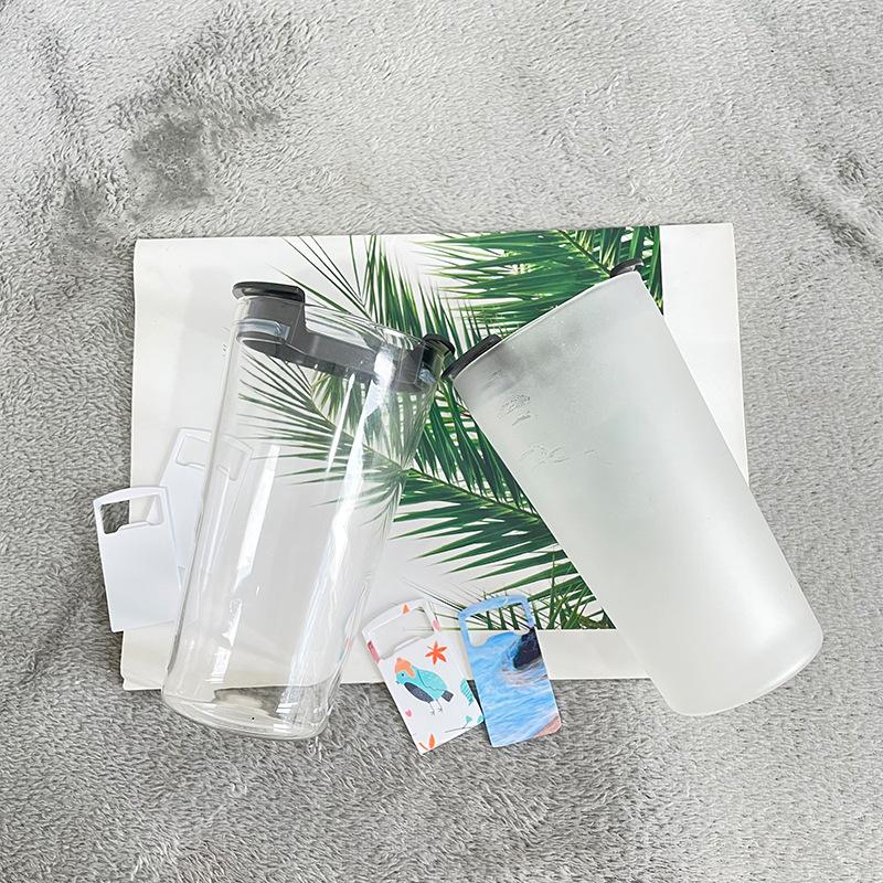 20oz Sublimation Glass Mug With Sub bottle Opener Lids (Clear or Frosted)
