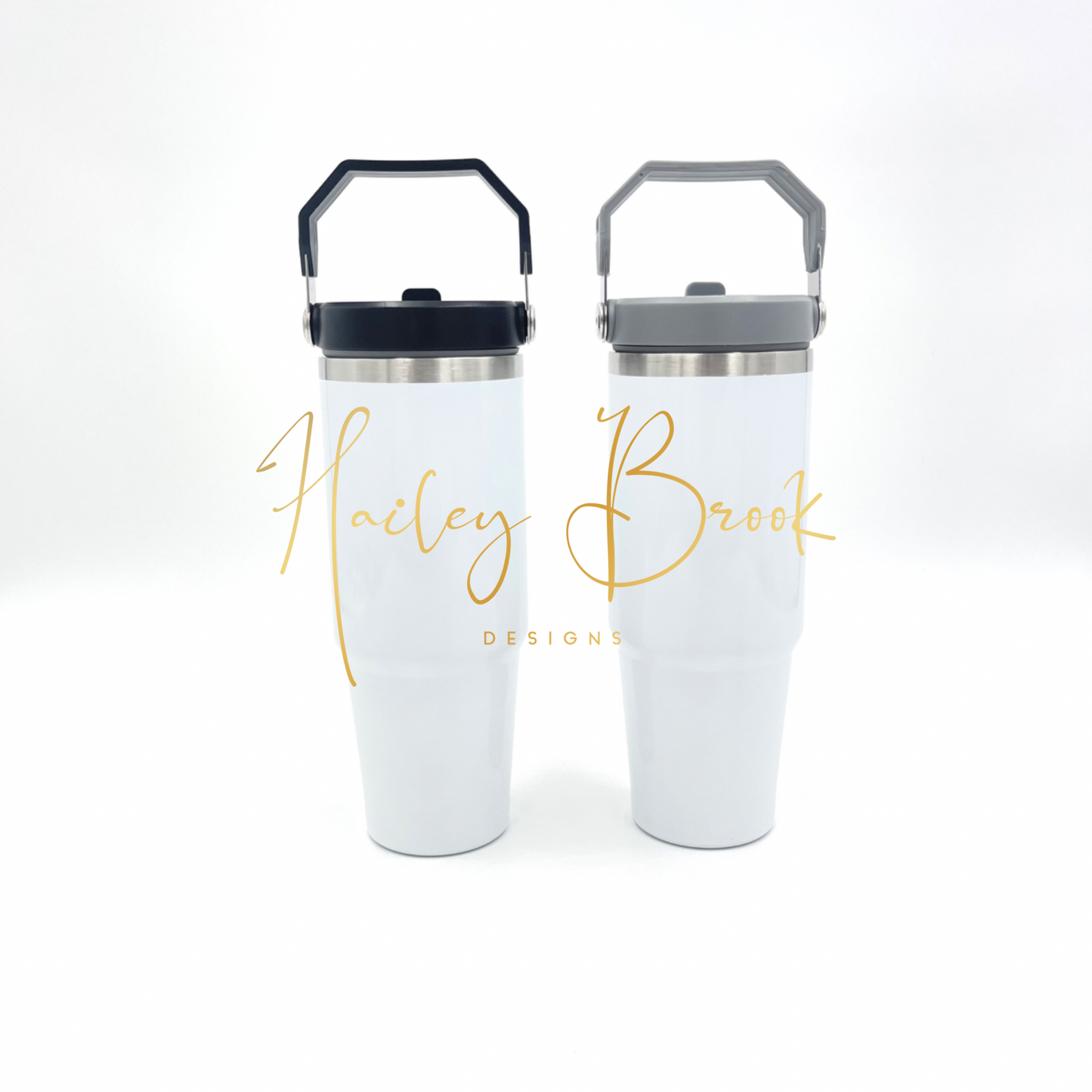 30oz Sublimation Flip Straw Tumbler (Gray or Black Lid) Dual Wall Tumblers