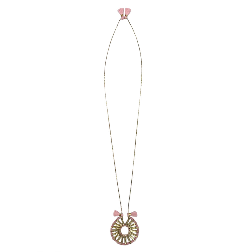 Indu Pendant Necklace 4 Adjustable Cotton Tassels Boho Zinc Alloy 18 Inch