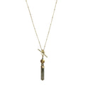 Labradorite Lariat Necklace Large Pendant Satellite Chain Bar Circle Closure