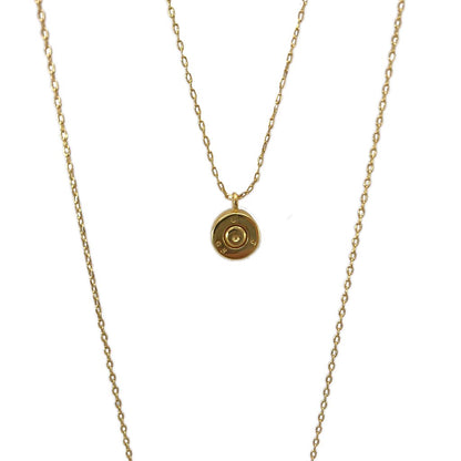 Layered Bullet Necklace Gold Plated Double Chain Recycled Brass Bar Khmer Peace