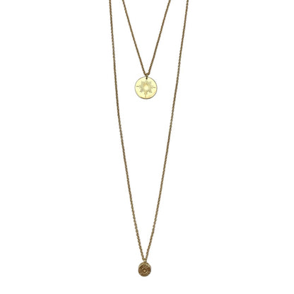 Layered North Star Bullet Necklace Recycled Bombshell Pendant Gold Plated