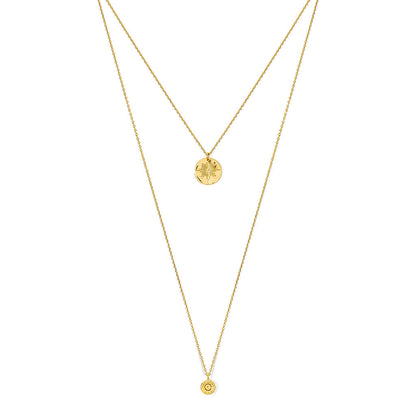 Layered North Star Bullet Necklace Recycled Bombshell Pendant Gold Plated