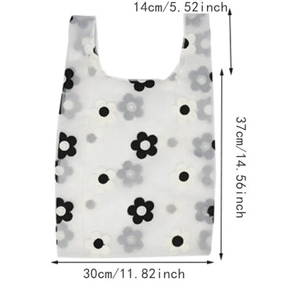 Lightweight Organza Tote Bag with Embroidered Floral Design