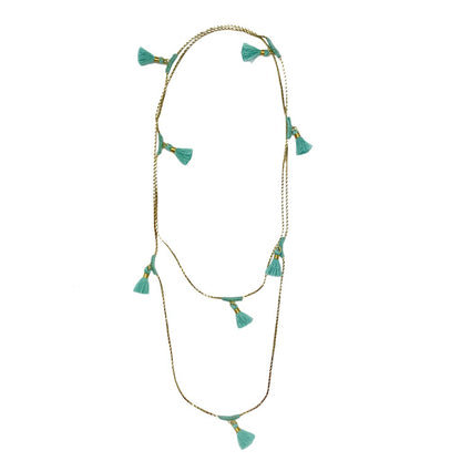 Long Cotton Tassel Necklace 25in Multiway Boho Layering Necklace Handmade India