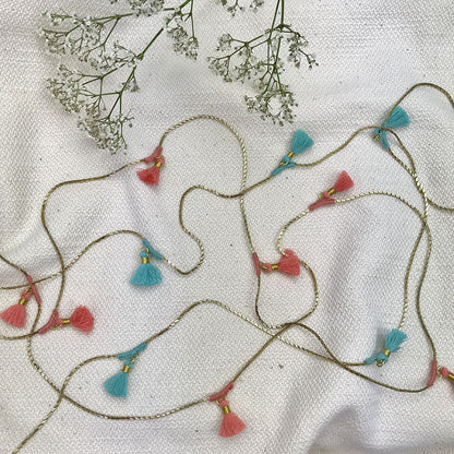 Long Cotton Tassel Necklace 25in Multiway Boho Layering Necklace Handmade India