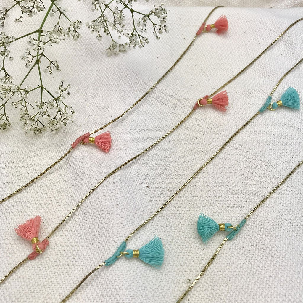 Long Cotton Tassel Necklace 25in Multiway Boho Layering Necklace Handmade India