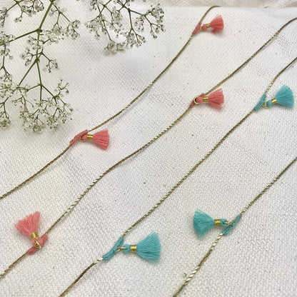 Long Cotton Tassel Necklace 25in Multiway Boho Layering Necklace Handmade India