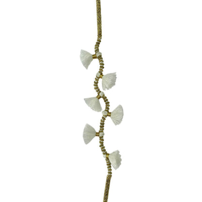 Long Cotton Tassel Necklace 23" Handmade Boho Indian Style Zinc Alloy Beads