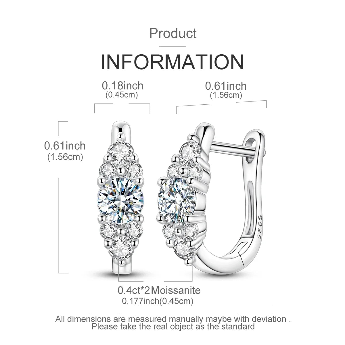Moissanite Graduated Cluster Hoop Earrings in Sterling Silver