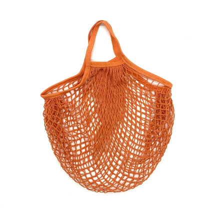Organic Cotton Mesh Tote Bags Portable Net and String