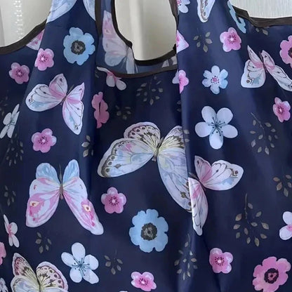 Portable Folding Shopping Bag Butterfly Flower Printing