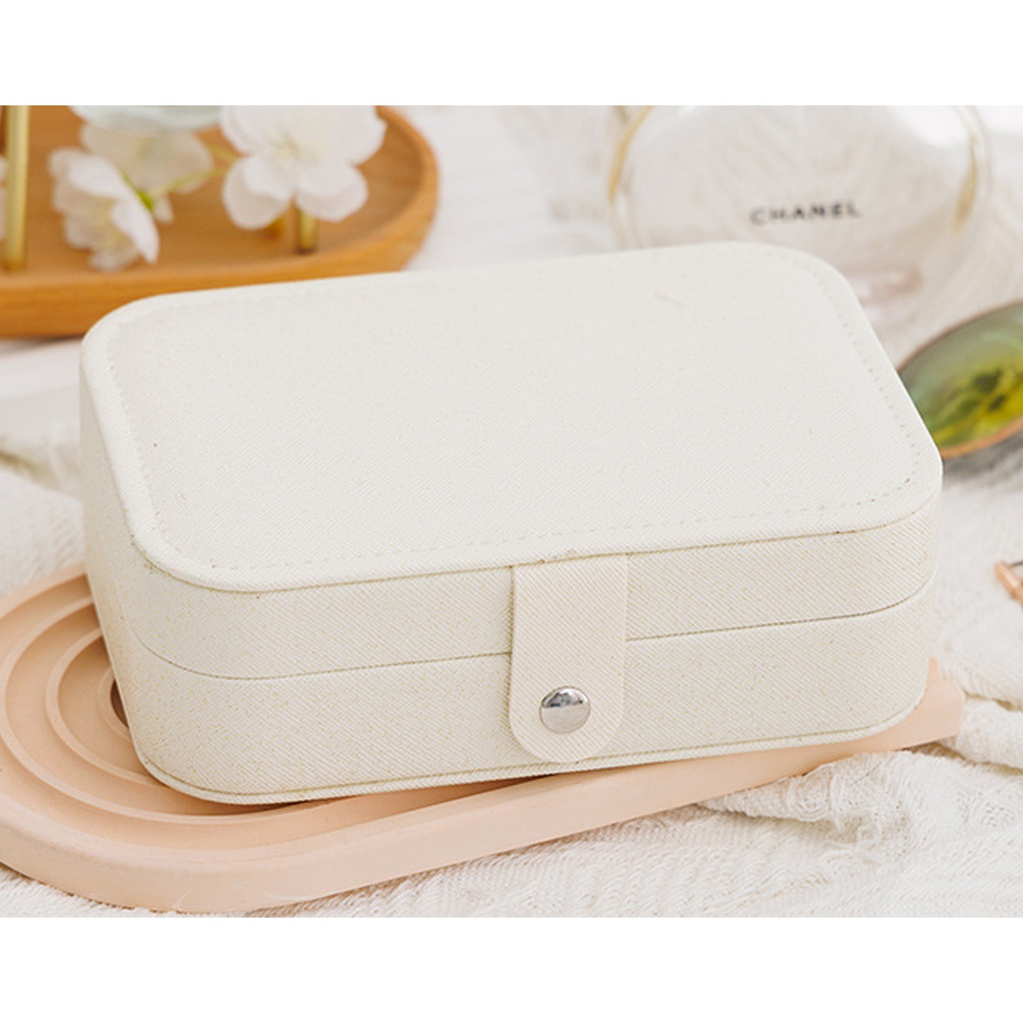 Portable Travel Jewelry Box Small PU Leather Organizer Case