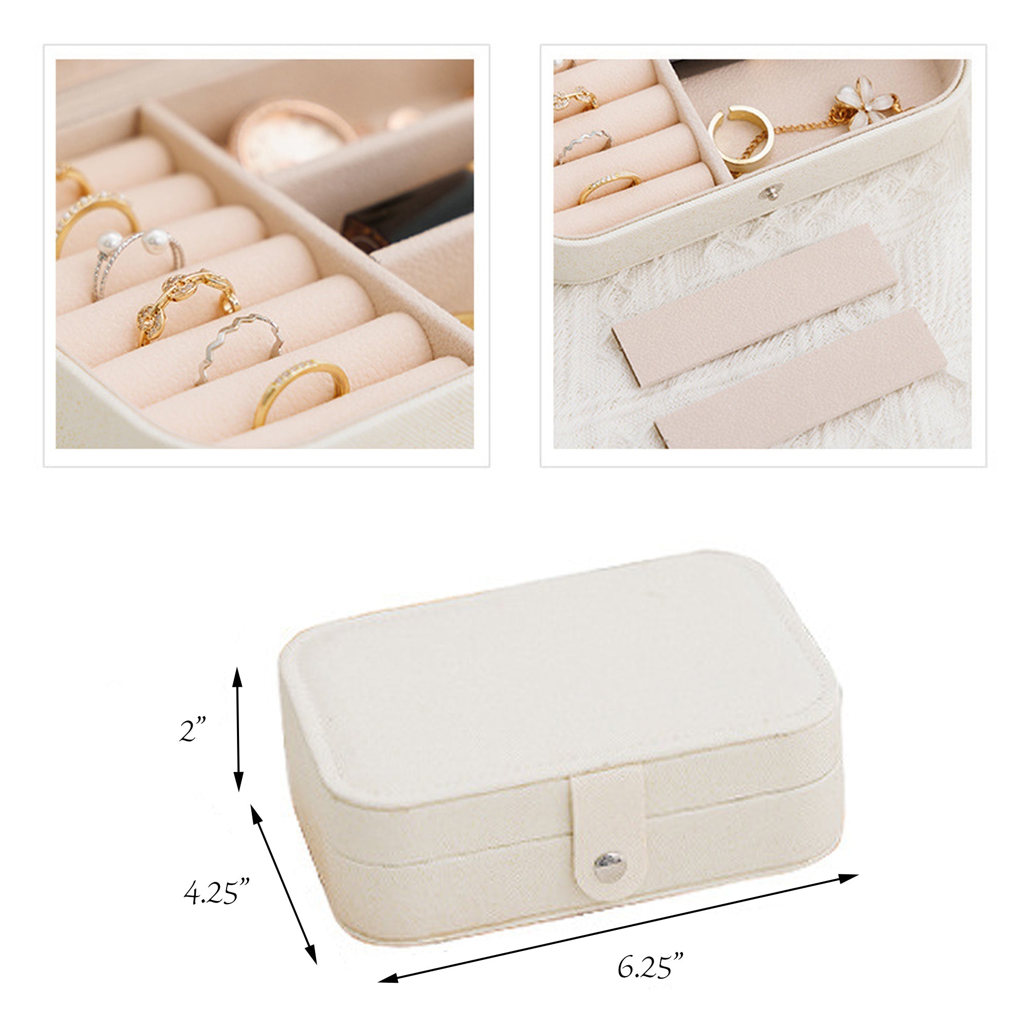 Portable Travel Jewelry Box Small PU Leather Organizer Case