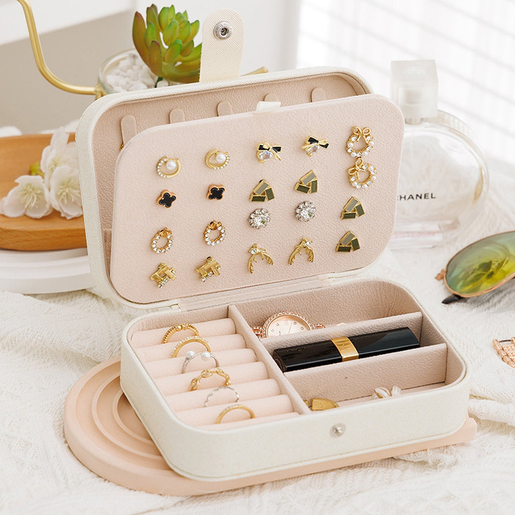 Portable Travel Jewelry Box Small PU Leather Organizer Case