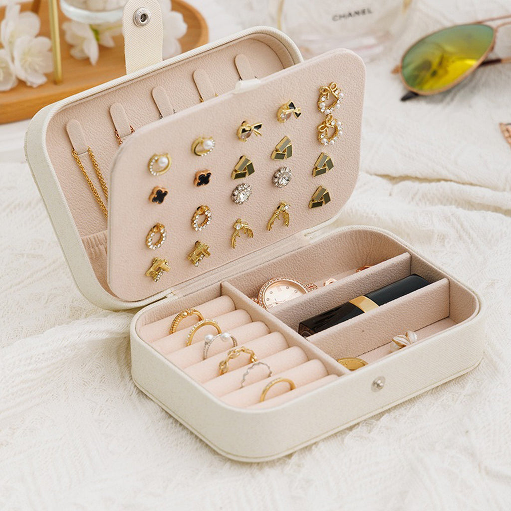 Portable Travel Jewelry Box Small PU Leather Organizer Case