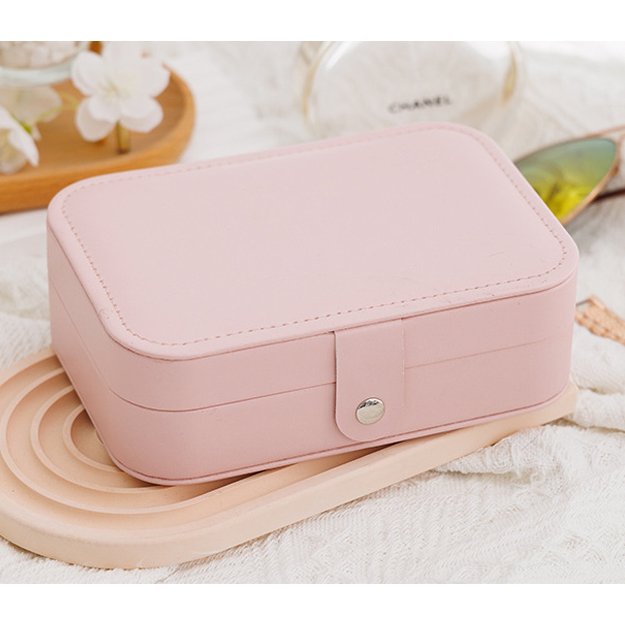 Portable Travel Jewelry Box Small PU Leather Organizer Case