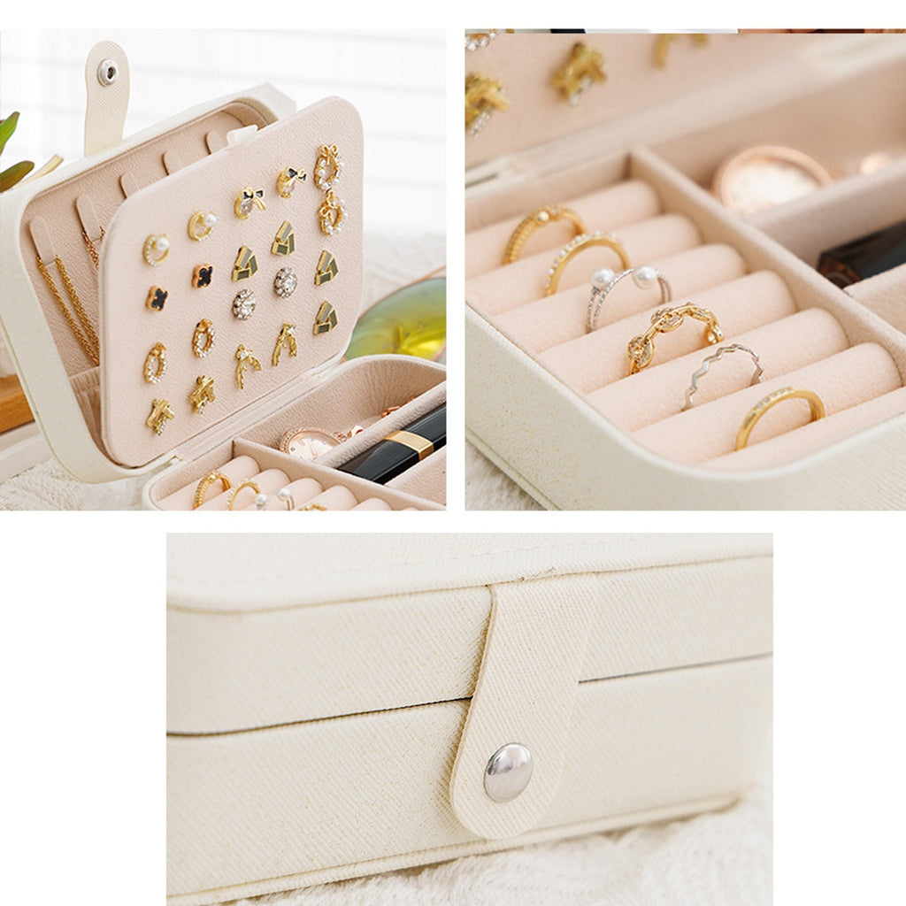 Portable Travel Jewelry Box Small PU Leather Organizer Case